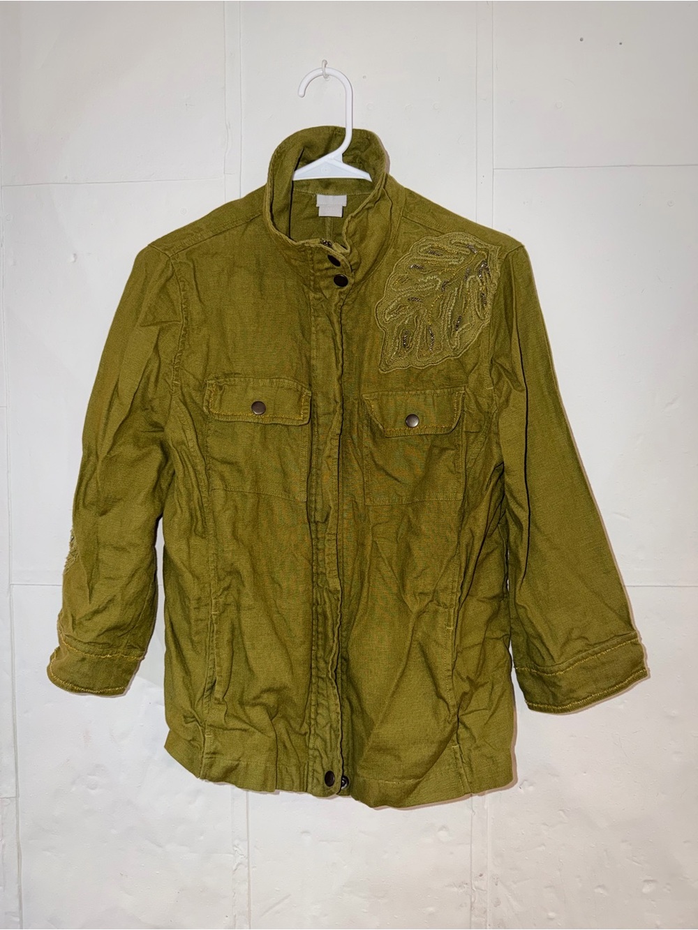 Chico's Olive-Tone 100 %Linen Blend Jacket